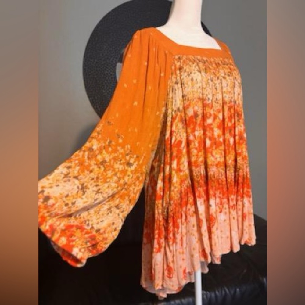 Free People Orange and Yellow Floral Tunic Dress - Picture 14 of 14